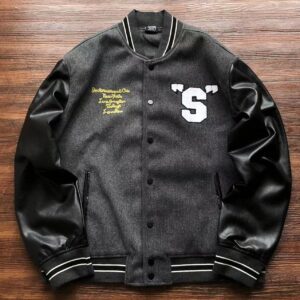 Stussy Big S Letterman Grey Jacket