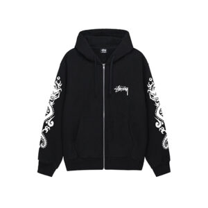 Sweat à capuche noir zippé Stussy Dragons