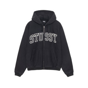 Sweat à capuche zippé Stussy Outline noir